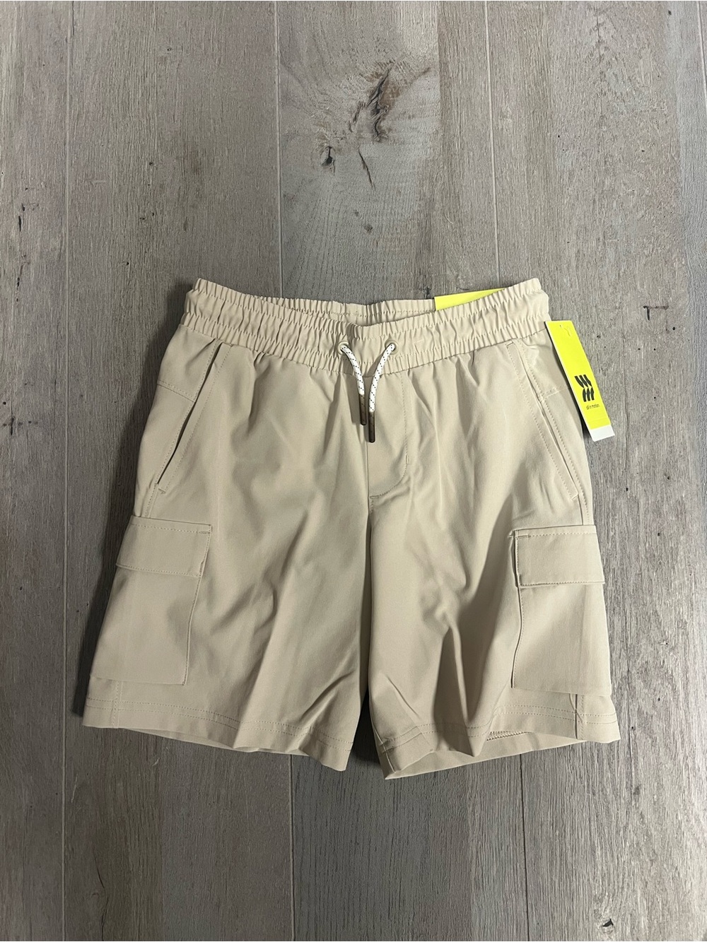 All in motion Beige Elastic Waist Cargo Shorts for Kids